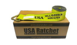 4" x 30' Winch Strap with Forged D - Ring - 8 Pack