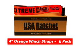 8 Pack - 4" x 30' Extreme Heavy Duty Winch Strap with Flat Hook - 24K Webbing