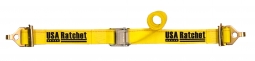 2" x 12' Interior Cam Buckle Strap with Spring E-Fittings and F Hooks - Yellow Webbing