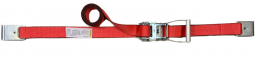 2" x 27' White Zinc Ratchet Strap with White Zinc Flat Hooks; Red