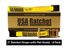 8 Pack - 2" x 27' SPIN FREE Ratchet Strap with Flat Hooks