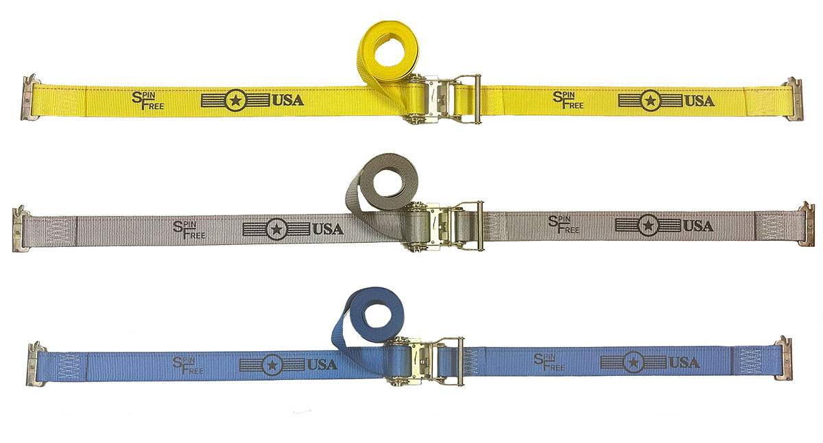 20 Pack - SPIN FREE Ratchet Straps with Spring E Fittings