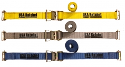 20 Pack -2" x 12' Interior Ratchet Strap with Spring E-Fittings - Yellow Webbing
