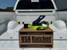 2" x 16' Blue Spin Free Ratchet with Flat Hooks (Hi Viz Webbing)