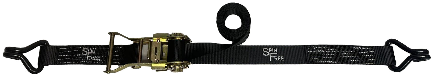 1 1/2" SPIN FREE Heavy Duty Ratchet Strap with Coated Wire Hooks