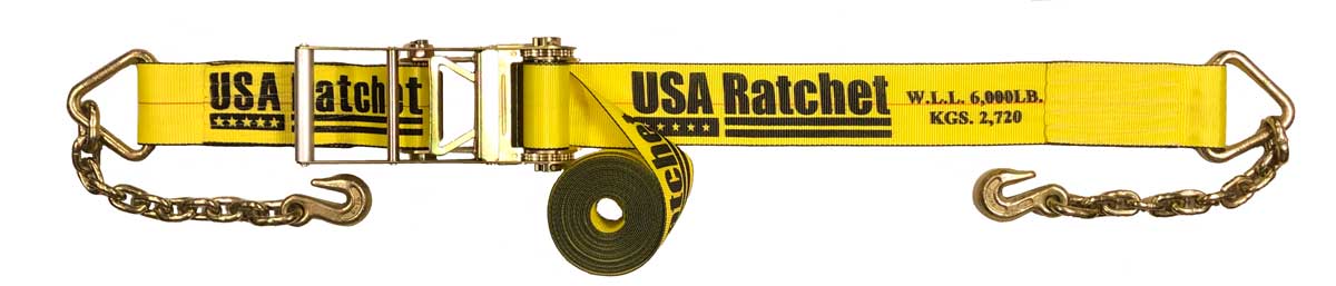 4" SPIN FREE Ratchet Straps with Chain Extensions