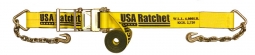 4" x 27' SPIN FREE Long Handle Ratchet Strap with Chain Extensions