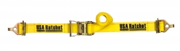 2" x 12' Interior  Ratchet Strap with Spring E-Fittings and F Hooks - Yellow Webbing