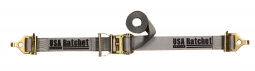 2" x 16' Interior  Ratchet Strap with Spring E-Fittings and F Hooks - Gray Webbing