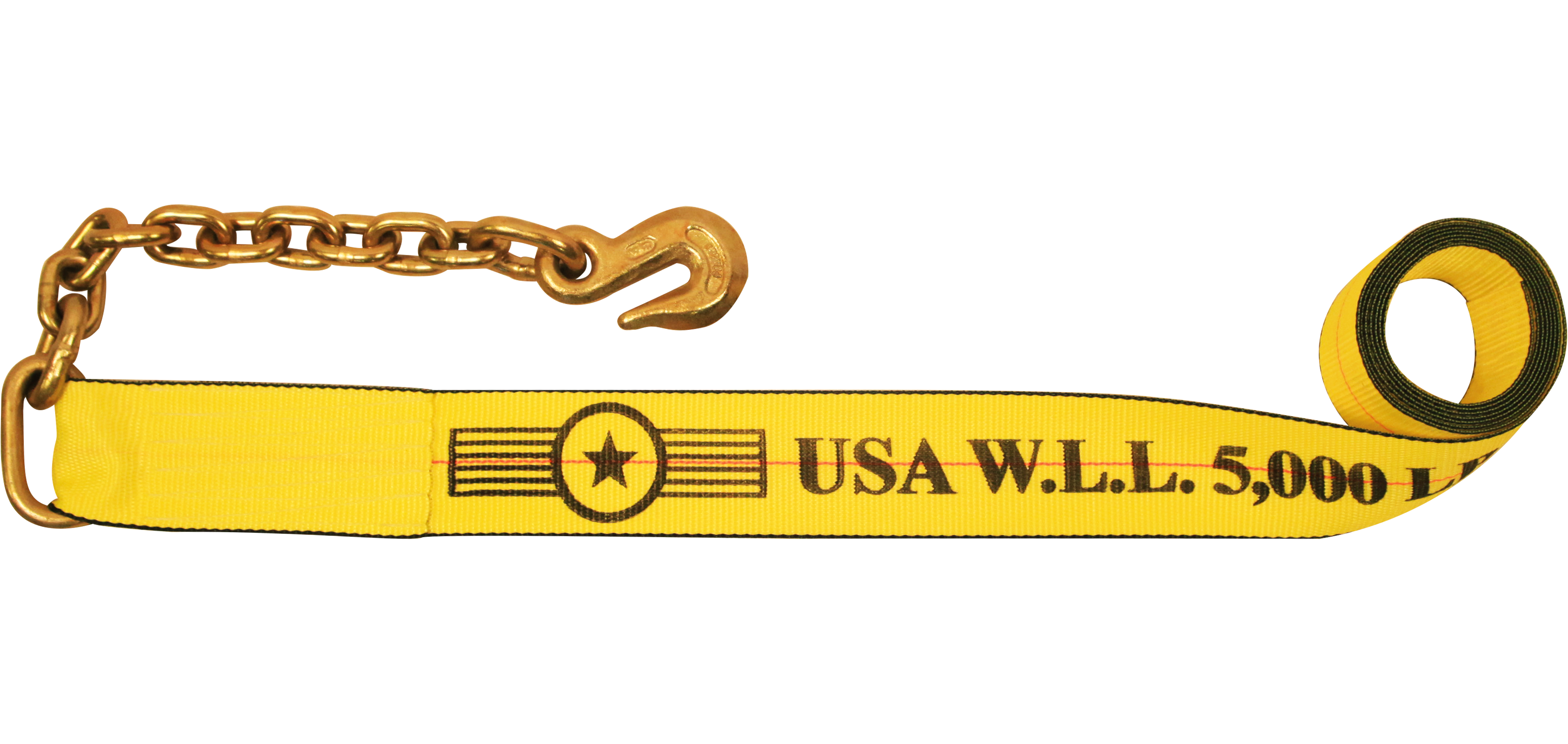 USA Ratchet 3" Winch Strap with Chain Extension Made in the USA