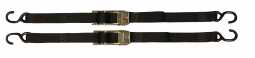 1 3/4" x 3 1/2' Over Center Buckle Boat Straps with Coated S Hooks - Black  (Sold in Pairs)