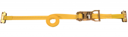 1" x 12' SPIN FREE Ratchet Strap with Spring E-Fittings - 4' Fixed End - Yellow Webbing