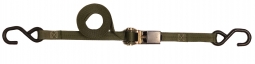 1" x 6' Thumb Ratchet Strap with Coated S-Hooks - Military Green