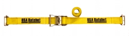 2" x 12' Interior  Ratchet Strap with Spring E-Fittings - Yellow Webbing