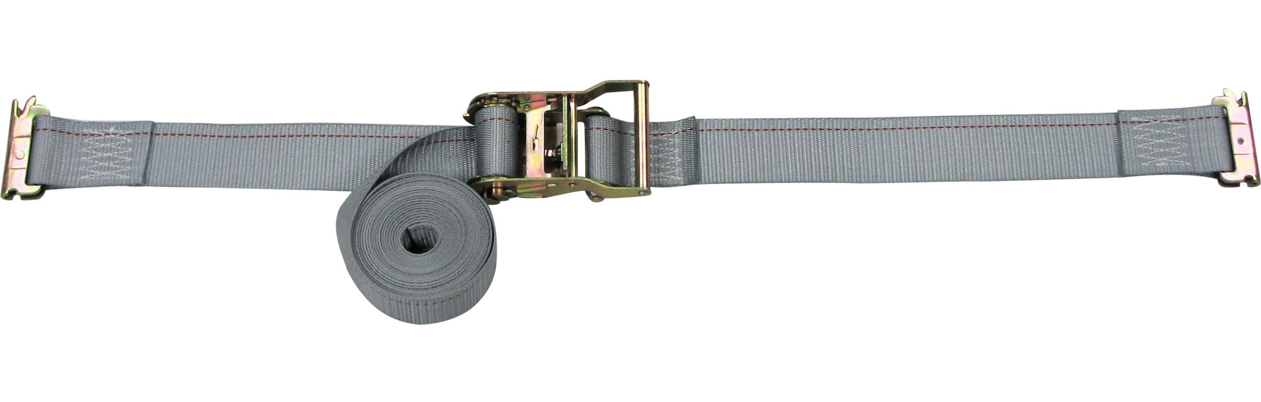 2" x 16' Gray Interior Ratchet Strap with Spring EFittings All Orders