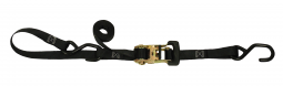 1" X 6' Rubber Grip Handle Ratchet Strap with Built in Handle Bar Loop & S Hook