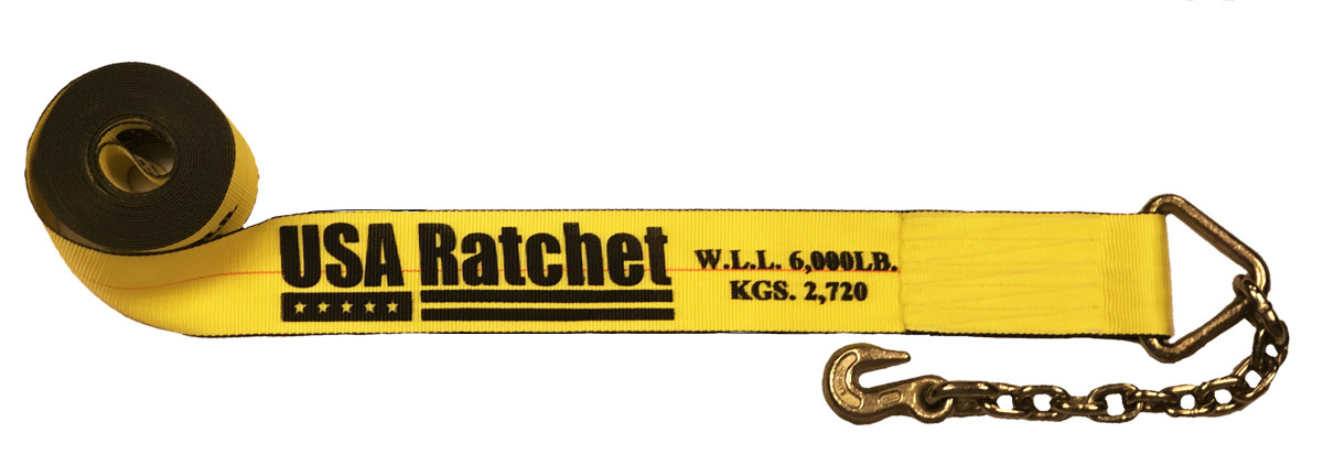 4" Winch Strap with Chain Extension